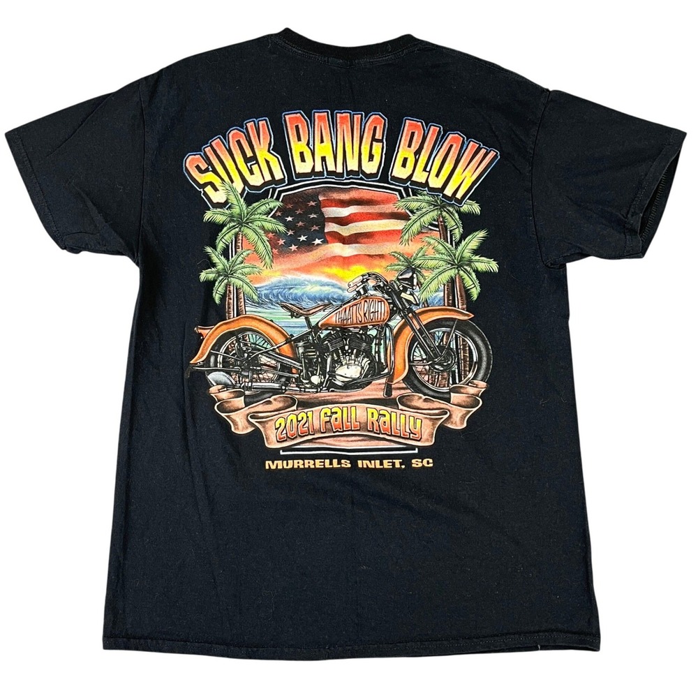 Suck Bang Blow 2021 Fall Rally Murrells Inlet SC Biker Graphic T Shirt M Mens